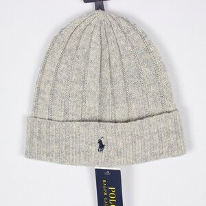 Polo Ralph Lauren Men's Cuffed Beanie Wool Blend Snow Winter Gray Navy P…
